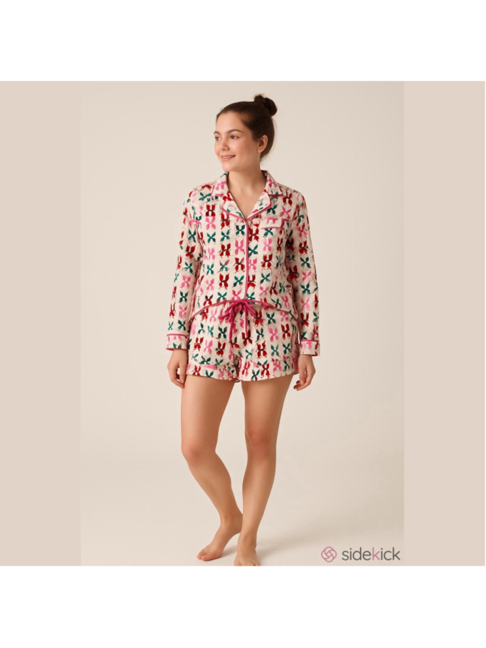 Women's Unbranded pink & Red Bow Print Pajama Set large